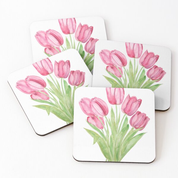 Item preview, Hand Painted Pink Tulips Flowers  Watercolor Painting   designed and sold by DreylaryAylima.