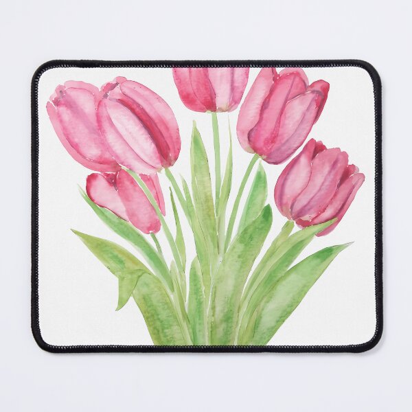 Item preview, Hand Painted Pink Tulips Flowers Watercolor Painting designed and sold by DreylaryAylima.