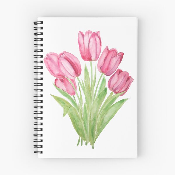 Item preview, Hand Painted Pink Tulips Flowers  Watercolor Painting   designed and sold by DreylaryAylima.