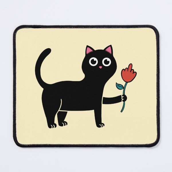 Item preview, Cute Black Cat With Rose Flower designed and sold by lavernemcdonald.