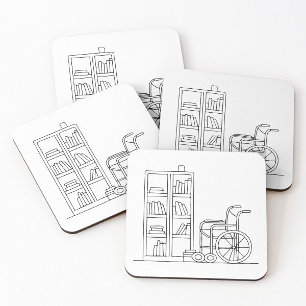 Item preview, A wheelchair parked beside a bookshelf filled with novels designed and sold by rasagamastore.