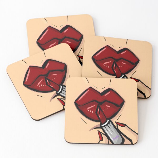 Item preview, Bold Red Lips with Lipstick Illustration designed and sold by Catsi-Nook-Art.