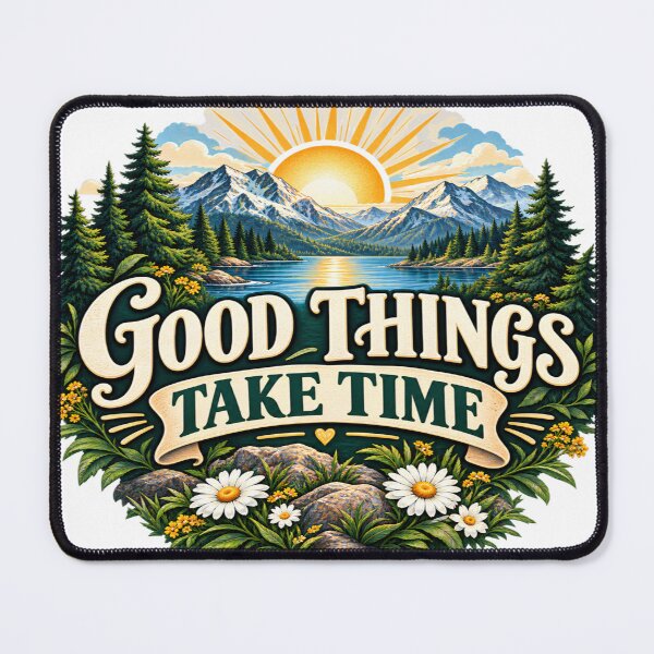 Item preview, Good Things Take Time – Mountain Sunrise Inspirational Nature Design designed and sold by DigiArt8Design.