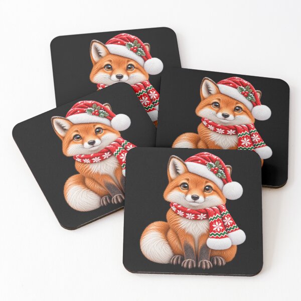 Item preview, Christmas Fox Cute Red Woodland Fox in Santa Scarf designed and sold by hartwell-made.