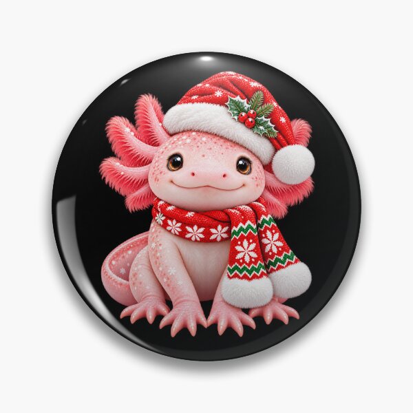 Item preview, Axolotl Christmas Cute Pink Salamander in Santa Scarf designed and sold by hartwell-made.