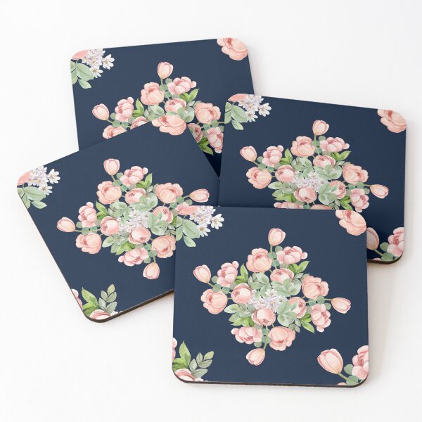 Item preview, Tulip Vintage Soft Pink on Dark Navy Blue Seamless Pattern Art designed and sold by ​Jyoti Digital Artist.