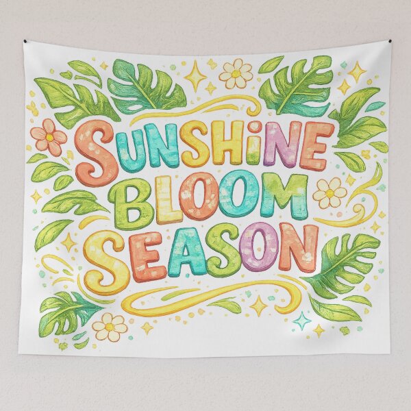 Item preview, Sunshine Bloom Season Colorful Tropical Floral Watercolor Typography Design designed and sold by inkoutninja.
