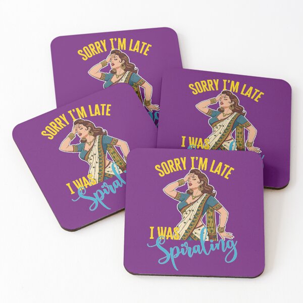 Item preview, Sorry I'm Late I Was Spiraling Overreacting Desi Retro Pinup designed and sold by QuirkyGuacamole.