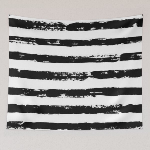 Item preview, Black and White Brush Stroke Stripes Pattern designed and sold by Stone-T .