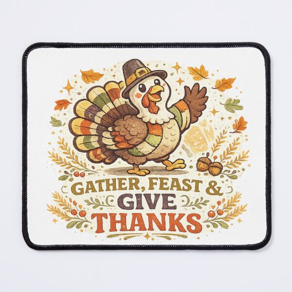 Item preview, Gather Feast Give Thanks Cute Thanksgiving Turkey Autumn Harvest Design designed and sold by inkoutninja.