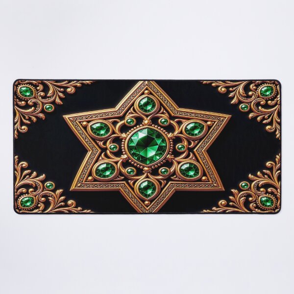 Item preview, Emerald Green Star Mandala - Baroque Gold Witchy Sacred Geometry Crest designed and sold by Breezes-of-Ida.