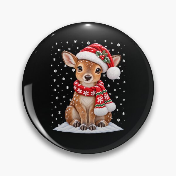 Item preview, Christmas Fawn Wearing Santa Hat in Snow designed and sold by vaylen-orbit.