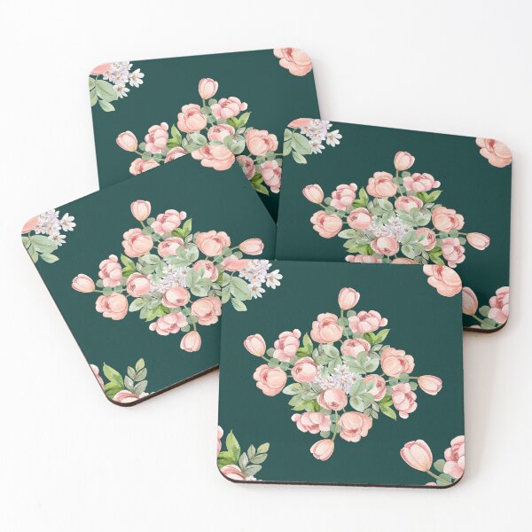 Item preview, Tulip Muted Rose on Dark Emerald Seamless Pattern Art designed and sold by ​Jyoti Digital Artist.