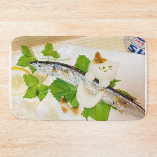 Item preview, Cute Cat Daikon Art on Japanese Grilled Sanma designed and sold by EchoWave11.