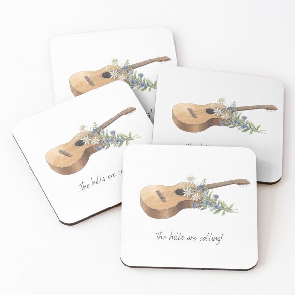 Artikelvorschau, Guitar and Edelweiss Flowers Musical Theatre Watercolour Illustration entworfen und verkauft von made by Golightly x.