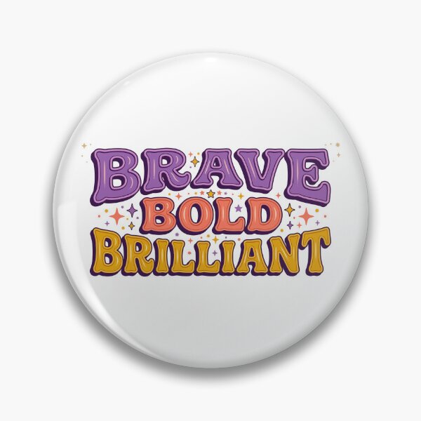 Item preview, Brave Bold Brilliant - Retro 70s Purple Coral and Yellow Quote designed and sold by ModdiesColors.