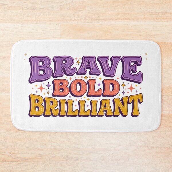 Item preview, Brave Bold Brilliant - Retro 70s Purple Coral and Yellow Quote designed and sold by ModdiesColors.