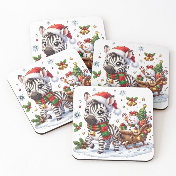 Item preview, Baby Zebra Christmas Sticker, Cute Santa Hat Sleigh and Snowman Holiday Gift designed and sold by HoMya.