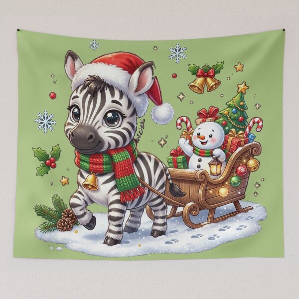 Item preview, Baby Zebra Christmas Sticker, Cute Santa Hat Sleigh and Snowman Holiday Gift designed and sold by HoMya.