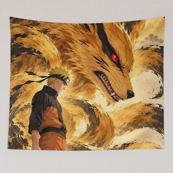 Item preview, Naruto | Golden Nine Tailed Fox Spirit and Orange Ninja Warrior Fantasy Anime Art designed and sold by Dyan4.