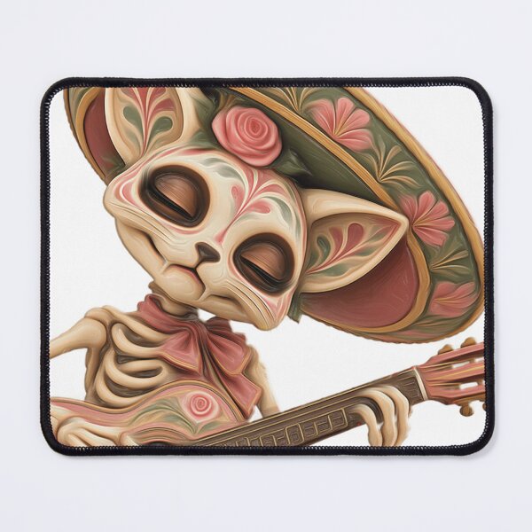 Item preview, The Eternal Serenade — Romantic skeleton cat in a sombrero? designed and sold by Limmagin.