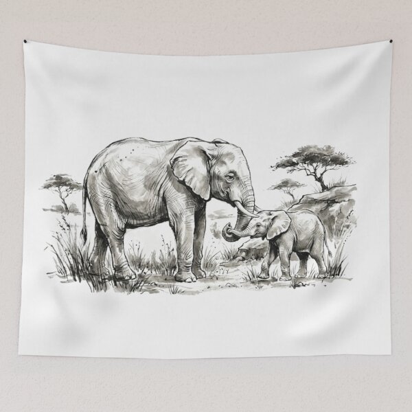 Item preview, A majestic elephant with her baby elephant. designed and sold by CHRIST5000.
