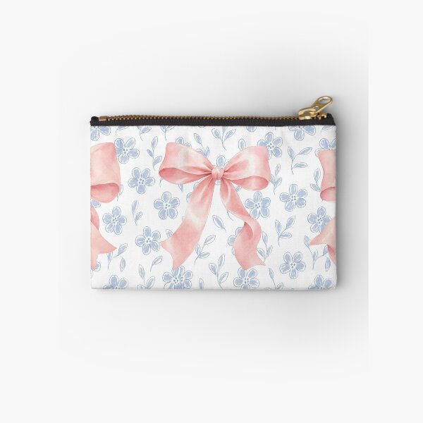 Item preview, Pink Coquette Bows & Blue Floral Wallpaper designed and sold by DesignsbyRocky.