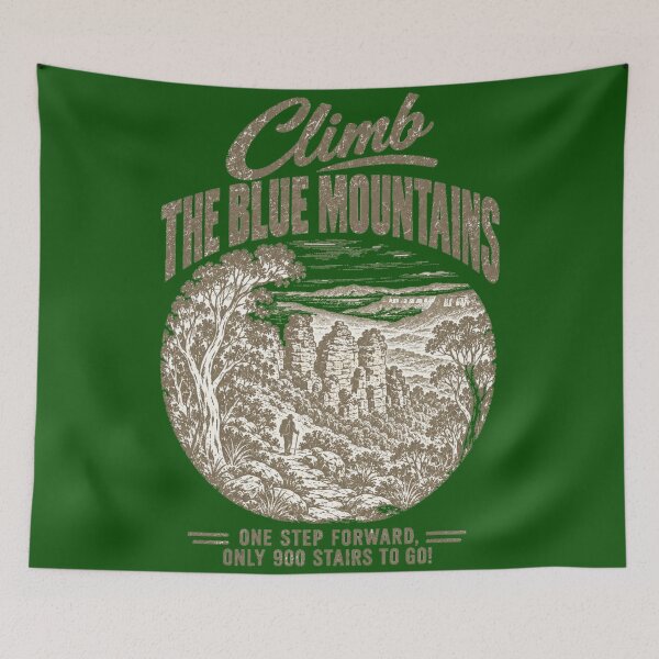 Item preview, Climb Blue Mountains Three Sisters Vintage Hiking Souvenir designed and sold by Yellowriversss.