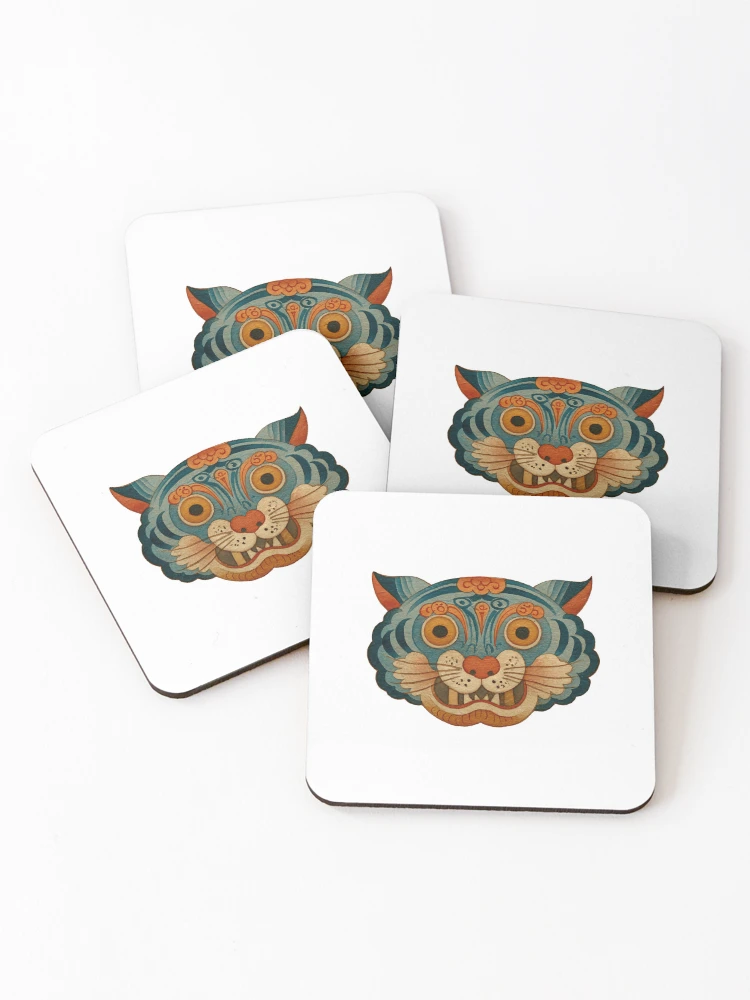 Thumbnail 1 of 5, Coasters (Set of 4), Tiger Guardian - R0251102 designed and sold by FlaskLab.