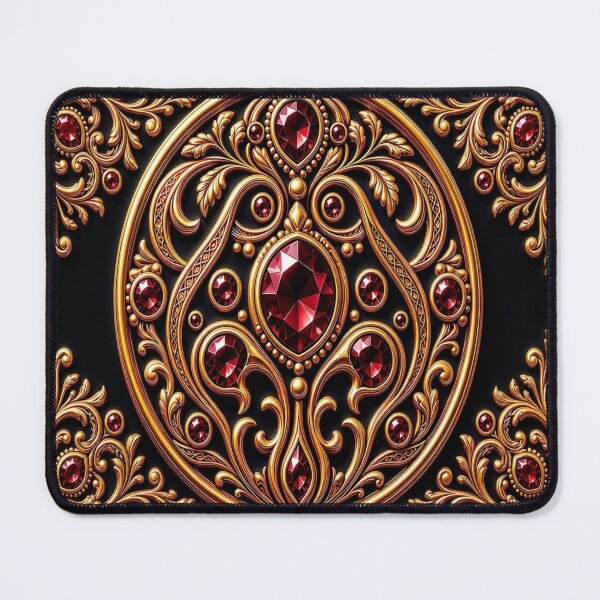 Item preview, Deep Burgundy Ruby Mandala - Baroque Gold Pearl Luxury Ornament designed and sold by Breezes-of-Ida.