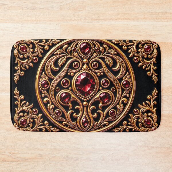 Item preview, Deep Burgundy Ruby Mandala - Baroque Gold Pearl Luxury Ornament designed and sold by Breezes-of-Ida.