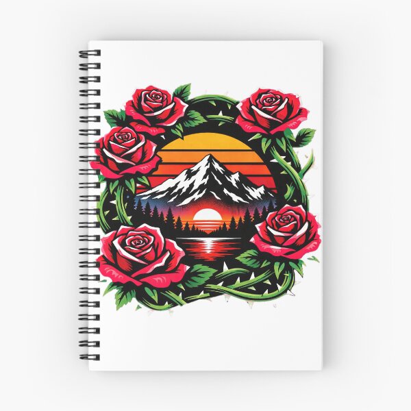 Item preview, Retro mountain with trees  Art red roses designed and sold by Expressions-Sel.