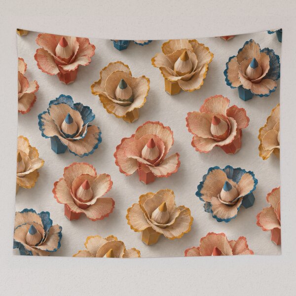 Item preview, Colored Pencil Shaving Flowers – Creative Artist Pattern designed and sold by Kaleidoscope Print.