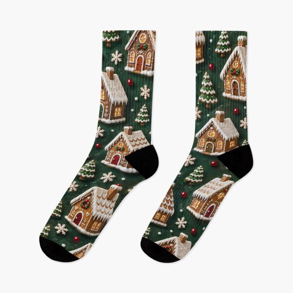 Item preview, Gingerbread Christmas Village Pattern – Cozy Holiday Houses and Trees designed and sold by Kaleidoscope Print.