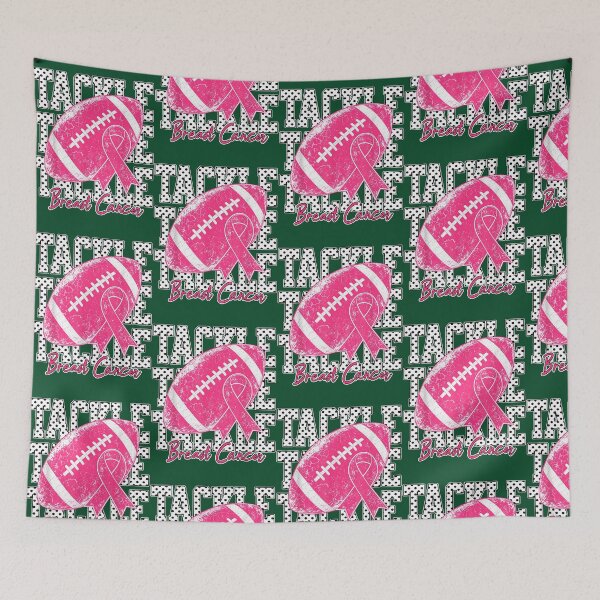Item preview, Tackle Breast Cancer Pink Ribbon Football Awareness Graphic Oversized T-Shirt designed and sold by GowanusClub.