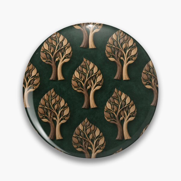 Item preview, Wooden Tree of Life Pattern on Deep Green – Nature and Growth Design designed and sold by Kaleidoscope Print.