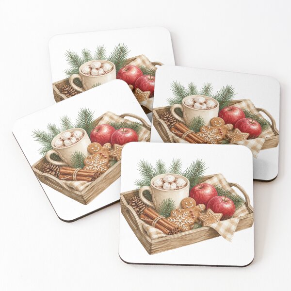 Item preview, Cozy Winter Hot Chocolate Tray with Gingerbread designed and sold by takeng07.