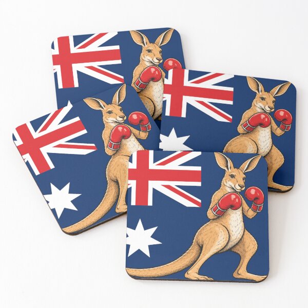 Item preview, Australian Flag and Boxing Kangaroo  designed and sold by PamLeeDesign.
