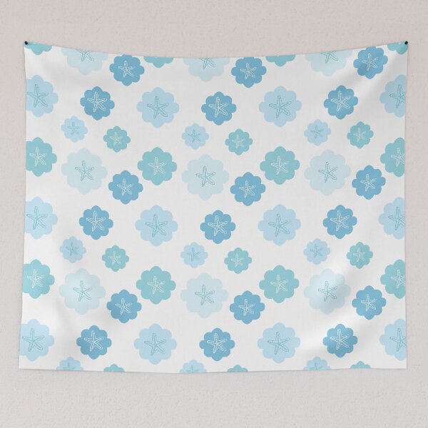 Item preview, Shell collection sea stars in blue designed and sold by Quiet Waters Design.
