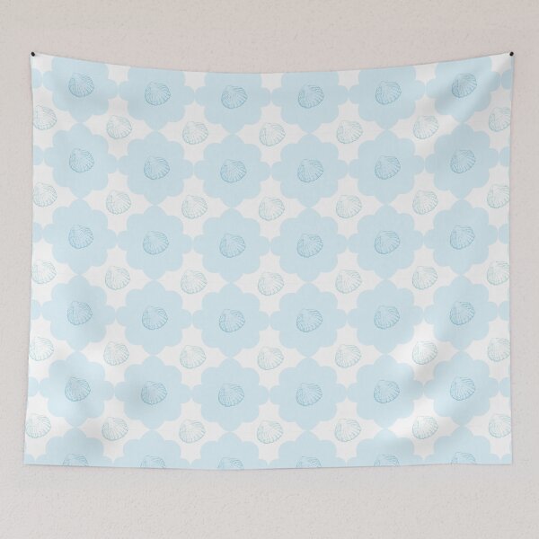 Item preview, Shell collection flower pattern in blue designed and sold by Quiet Waters Design.