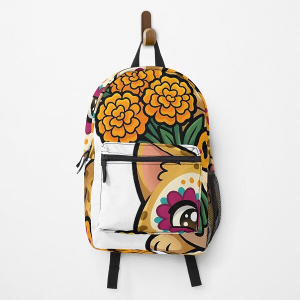 Item preview, Cute Sugar Skull Bengal Cat Holding a Marigold Bouquet - Calavera Kitty designed and sold by pumsquare.