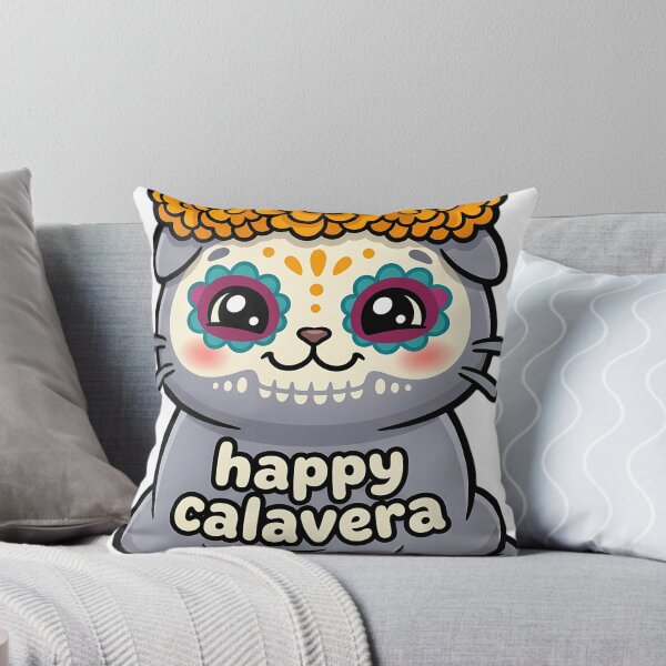 Item preview, Cute Sugar Skull Scottish Fold Cat - Happy Calavera designed and sold by pumsquare.
