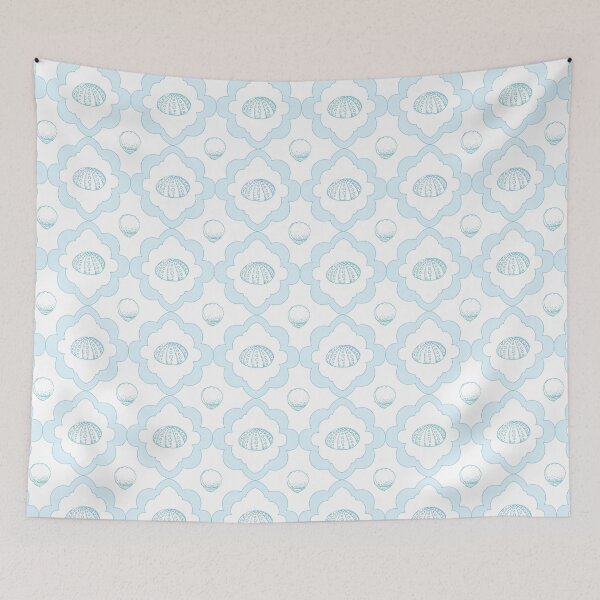 Item preview, Shell collection geometric pattern in blue designed and sold by Quiet Waters Design.