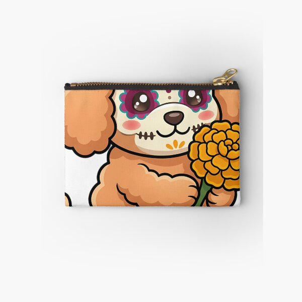 Item preview, Cute Sugar Skull Toy Poodle Puppy Hugging a Marigold Bloom designed and sold by pumsquare.