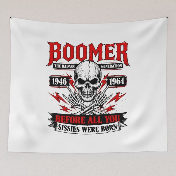 Item preview, Boomer The Badass Generation Skull Rock T-Shirt designed and sold by empiric-designs.