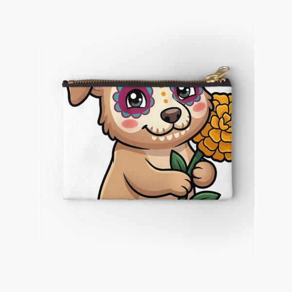 Item preview, Cute Sugar Skull Whippet Puppy Hugging a Marigold Bloom designed and sold by pumsquare.