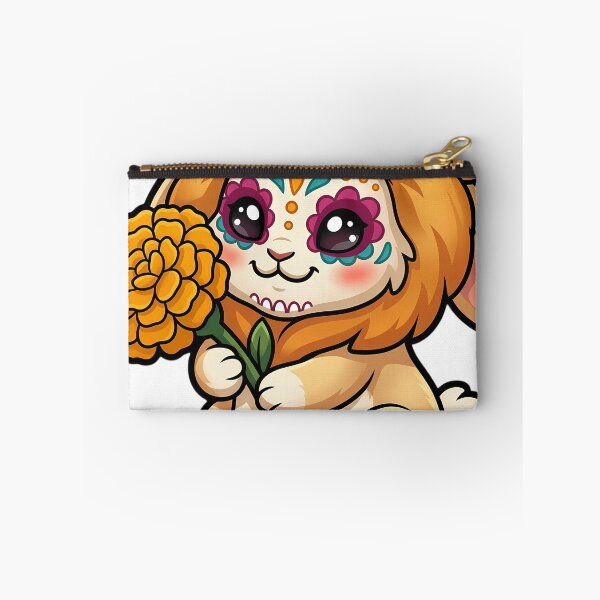 Item preview, Cute Sugar Skull Lionhead Rabbit Hugging a Marigold Bloom designed and sold by pumsquare.