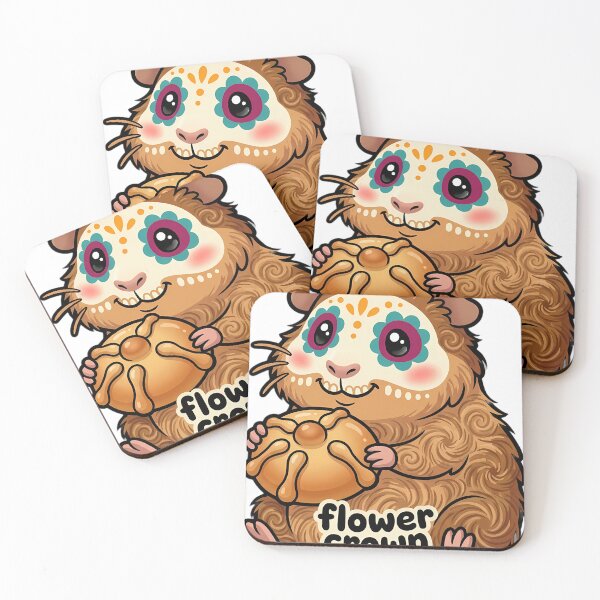 Item preview, Cute Sugar Skull Abyssinian Guinea Pig - Flower Crown designed and sold by pumsquare.