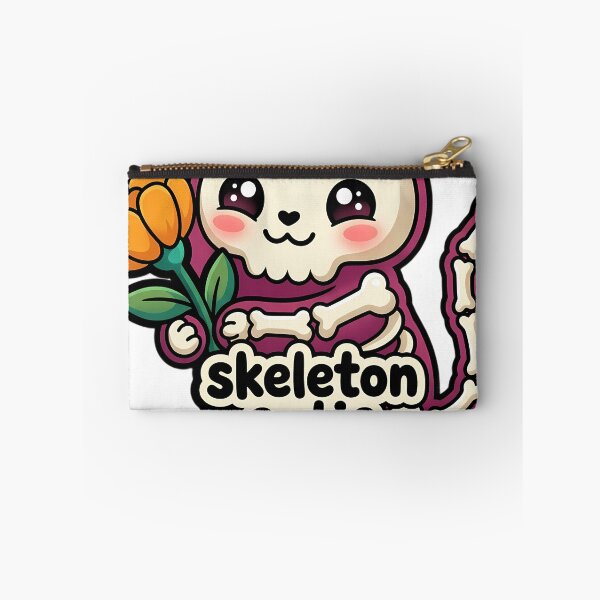 Item preview, Cute Kawaii Skeleton Kitten Holding a Marigold - Skeleton Cutie designed and sold by pumsquare.