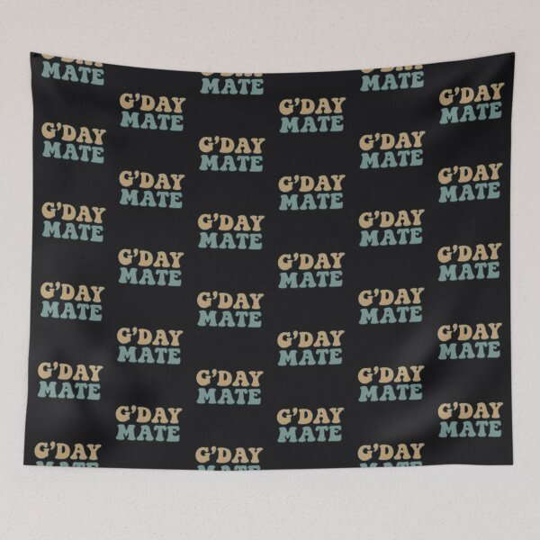 Item preview, G'Day Mate Retro Groovy Australian Slang Vintage Gold Blue Typography Design designed and sold by Bhaskar Digital Art.